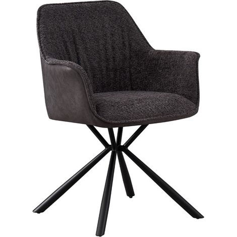 Silla LUCIA Bouclé Gris Respaldo PU Gris claro, dimensiones H82.5 x L62 x P63, para cocina o comedor