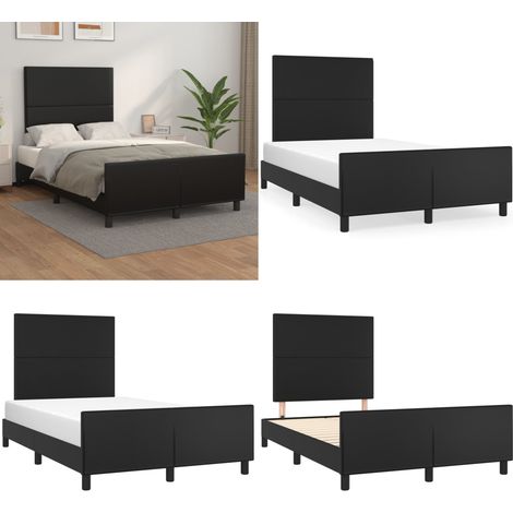 Bettgestell mit Kopfteil Schwarz 120x200 cm Kunstleder - Bettsystem - Doppelbett - Boxspringbetten - Lattenrost - Schlafzimmermöbel - Home & Living (1/5)