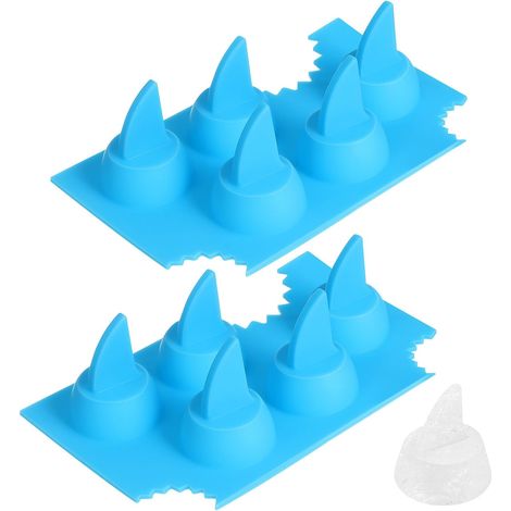 Ensemble de deux moules à glaçons réutilisables en silicone en forme de requin, faciles à nettoyer, sûrs et sains, adaptés à la cuisine et aux loisirs créatifs, design original et amusant en forme d'a (1/5)
