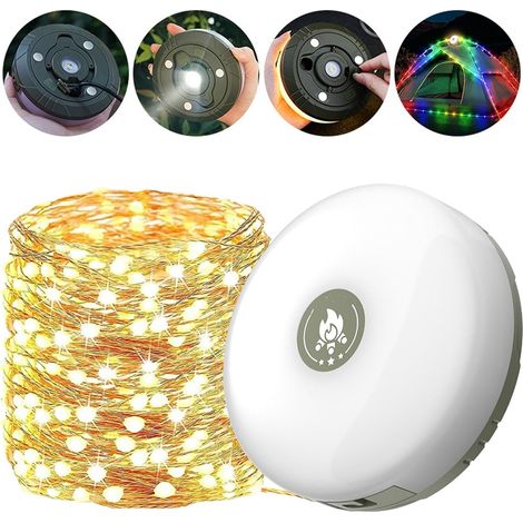 Haiaveng Guirlande Lumineuse de Camping, Guirlande Lumineuse Extérieure de 32,8 Pieds Portatives Rechargeables USB IPX4 (1/5)