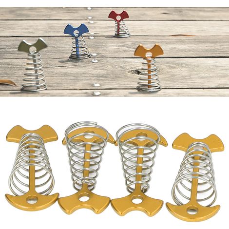 Lot de 4 Épingles à Ressort en Aluminium Allongées pour Tentes Auvents Terrasses Fixation au Sol Doré - KZQ (1/5)