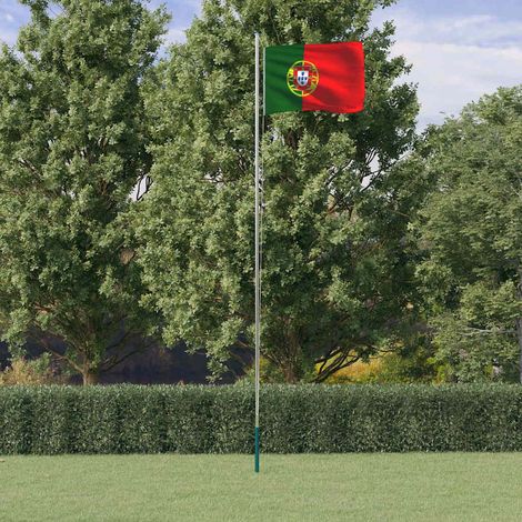 Drapeau du Portugal et mât 6,23 m Drapeau Décoratif de jardin Aluminium 58944 (1/5)