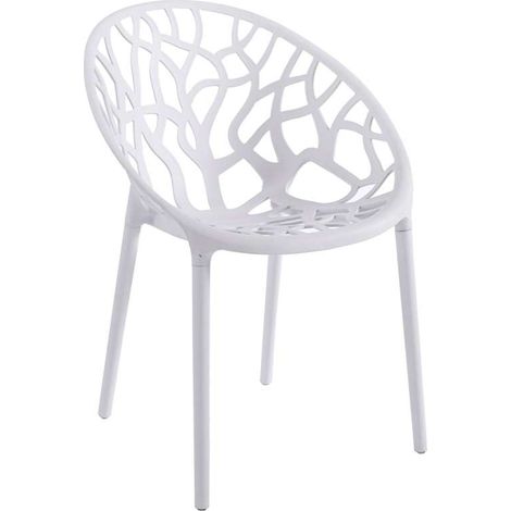 Pack de 4 sillas comedor exterior o interior DOLCE de 59x59x79 cm, polipropileno blanco (1/5)