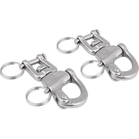 2-teiliger drehbarer Ösenschäkel, Bootskettenhaken aus Edelstahl 316, hochbelastbarer Marineverbinder mit 70-mm-Stahlring (1/5)