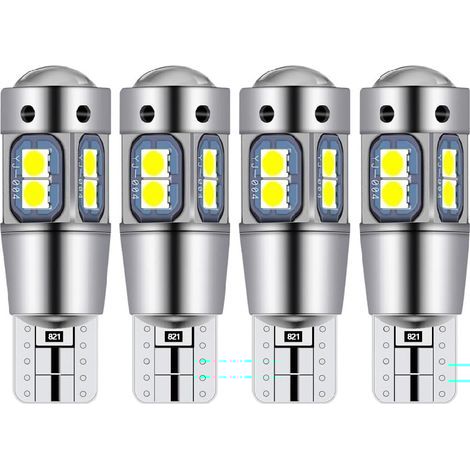 Bombilla LED T10 W5W para luces de techo LED interiores de automóviles, adecuada para luces de matrícula, luces laterales, luces de posición y luces de techo (4 unidades) (1/5)