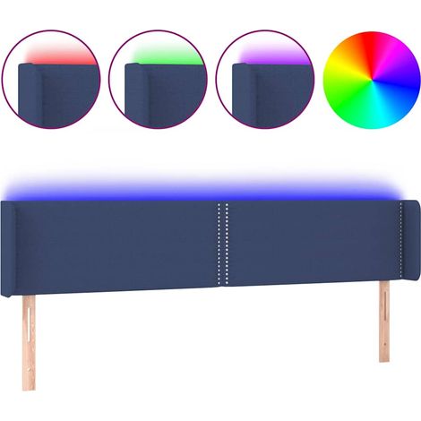 Maison Exclusive - Cabecero con LED de tela azul 183x16x78/88 cm (1/5)