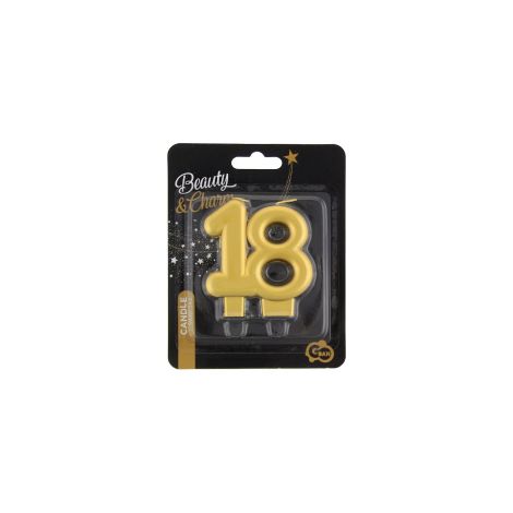 bougie numéro 18 or métallisé 8 cm PF-SCZ18 (1/2)