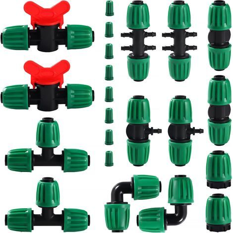 VooGenzek 22-teiliges Bewässerungs-Fittings-Set für Schläuche von 13/16 mm bis 4/7 mm, Bewässerungsschlauchverbinder, Gartenschlauchverbinder, Schlauchverbinder mit Widerhaken für Bewässerungssysteme, (1/5)