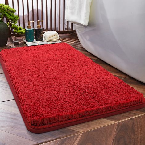 Tapis De Bain Shaggy - Hauteur De Poil Élevée 3 cm - Non Glissant - Absorbant Et Rapide À Sécher - Pour Salle De Bain Douche Toilette - 60 x 40 cm - 1 Pièce (1/5)