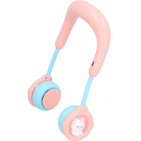 Tragbarer Hängeventilator für Kinder, Mini-USB-wiederaufladbarer Elektroventilator, rosa, für Zuhause, Outdoor und Sport (1/5)