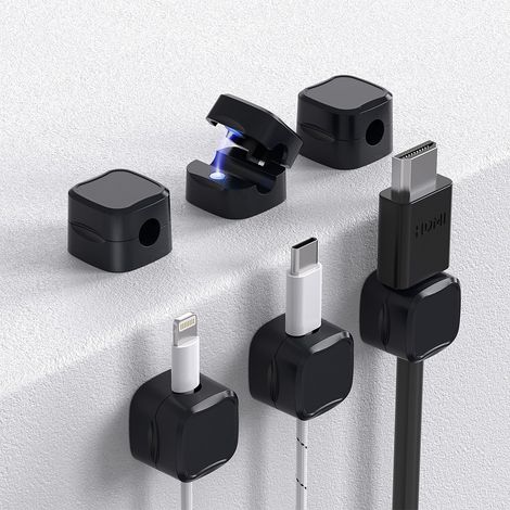 Set mit 6 magnetischen Kabelclips, Kabelaufbewahrung unter dem Schreibtisch, selbstklebender Kabelorganizer für Zuhause, Büro, Telefon, Auto, Wand, Schreibtisch und Nachttisch