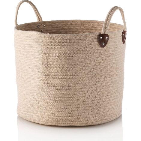 Cesto TAMMY in cotone beige con manici (1/2)