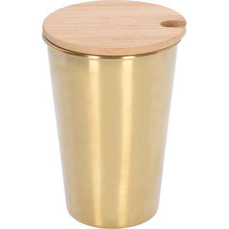 Chope à bière 500 ml en acier inoxydable avec couvercle, gobelet à eau simple paroi, pour boissons en extérieur, idéale pour la maison et les fêtes (couleur or). (1/5)