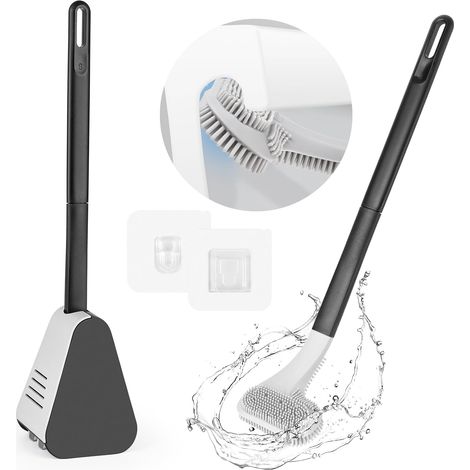 360°Brosse à WC en Silicone Golf, Brosse à WC Longue Poignée Nettoyage sans Coins Mort, Séchage Rapide, Montage Mural, Debout pour Salle de Bains (1/5)