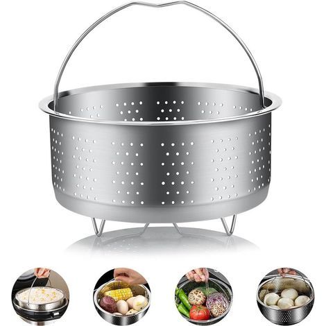 Cestello per la cottura a vapore, cestello per la cottura a vapore in acciaio inox 304, pentola per la cottura a vapore riutilizzabile, inserto per la cottura a vapore con manico coperto, per cucinare (1/5)
