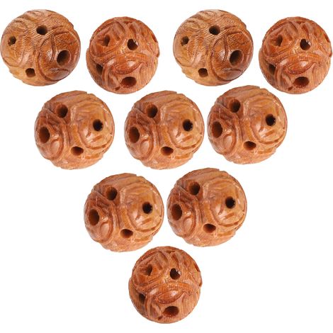 10Pcs Peach Wood Beads Carving for DIY Bracelet Necklace Crafts Pendants AccessoriesZ51 1.5cm (1/5)
