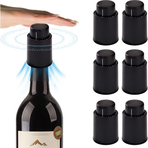 Bouchons à vide pour pompe à vin, bouchons à vide pour bouteilles en verre (grand format, 6 pièces/boîte)