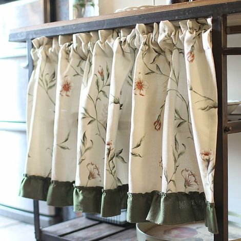 Tenda frangivento in cotone e lino con motivo floreale, piccola tenda corta, decorazione per finestra, armadio, bar, 130x60 cm
