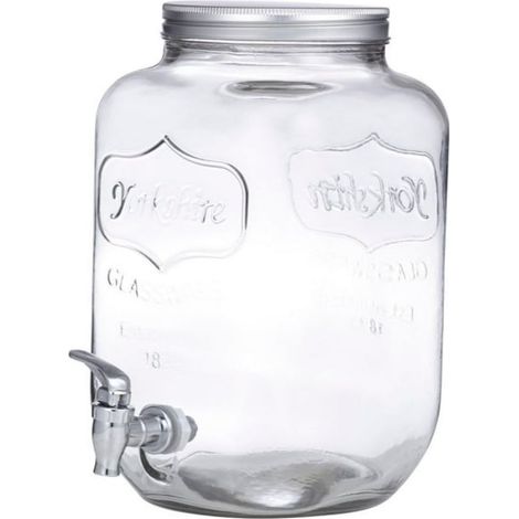 Dispensador de bebidas de vidrio de estilo vintage con grifo incluido, para agua y limonada, cocina (1/5)