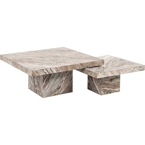 table basse design pierre effet marbre élégance intemporelle - beige marbré nuances grises et brunes (1/5)