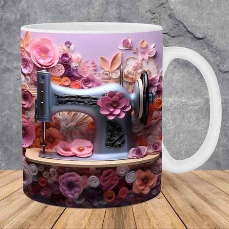 Tasse À Café - Machine À Coudre - Céramique - 350 Ml - Pour Cuisine Bureau Bibliothèque - 1 Pièce (1/5)