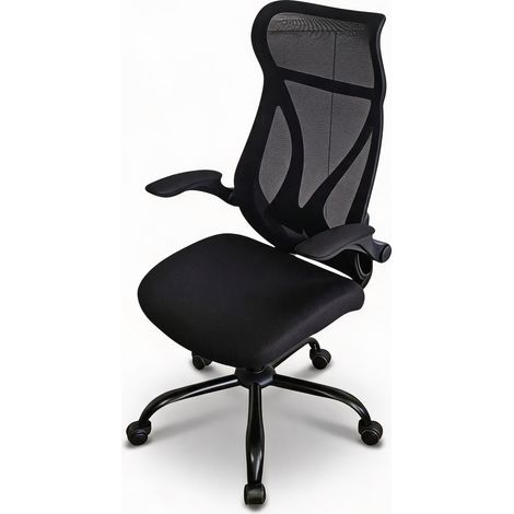 Chaise de bureau ergonomique dossier haut - soutien lombaire, accoudoirs relevables, assise épaisse réglable, basculement 90°-120° - idéale bureau maison ou professionnel (1/5)