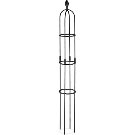 Lot de 2 treillis obélisques décoratifs jardin 160 x 30 x 30 cm en métal gris (1/5)