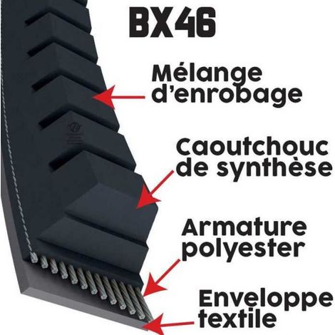 Courroie tondeuse BX46 Trapézoïdale crantée - 17 mm x 1235 mm (1/5)