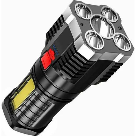 Lampe torche LED ultra puissante rechargeable ajustable idale pour camping randonne et urgences argent YYV (1/4)