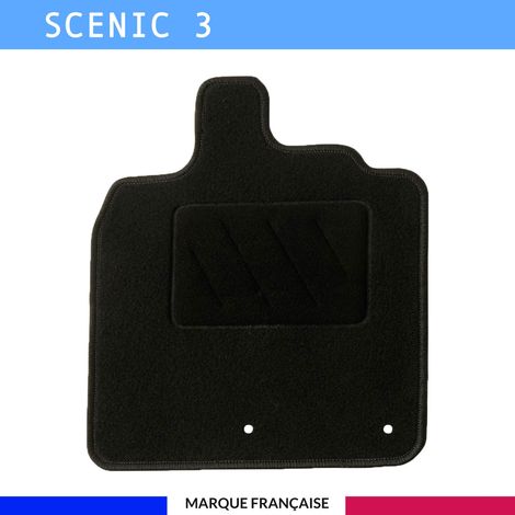 Tapis de sol voiture - Sur mesure pour Renault SCENIC 3 et GRAND SCENIC 3 (04/2009-09/2016) - Antidérapant : Clips de fixations et scratch - Tapis de sol conducteur - Moquette - Noir