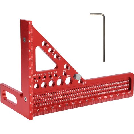 Équerre de Mesure 3D Multi-Angles en Alliage d'Aluminium (165 mm) avec Rapporteur, Clé (1/5)