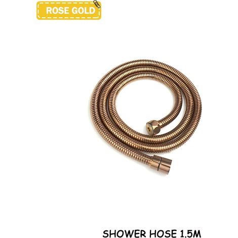 (Tuyau en or rose) Accessoires de douche et de salle de bain en laiton doré brossé, pommeau de douche rond et carré haute pression à économie d'eau pour baignoire et baignoire (1/5)
