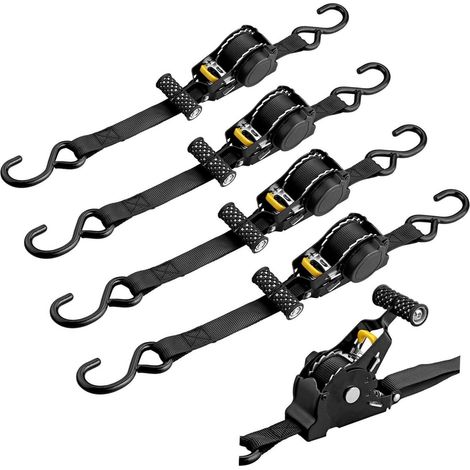4x Automatik Spanngurte 3,3m mit S-Haken, 340kg, selbstaufrollend