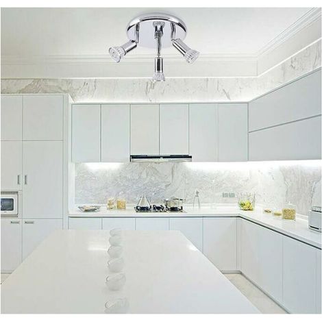 Plafonnier 3 Spots Orientables Salle de Bain 9W, LED Angle Réglable Éclairage pour Chambre Salon Cuisine Couloir, (1/3)