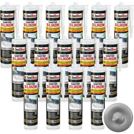 IsolBau Silicone Sanitario Grigio Sanitär Silikon 15 x 300ml (1/5)