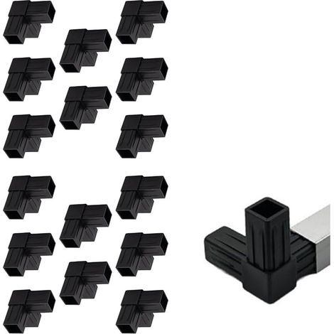 Packung mit 16 schwarzen T-Stücken aus Kunststoff, geeignet für 20-mm-Vierkantrohre, robuste Dreiwege-Winkelverbinder für den Bau von Gartenzäunen, Lagerregalen und anderen Projekten. (1/5)
