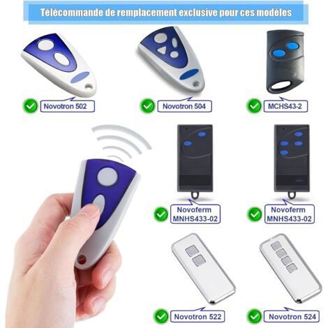 NALOOKAMIC Télécommande de porte de garage, compatible avec Novoferm Novotron 502 MAX43-2 Novotron 512 MIX43-2 433,92 MHz (1/4)