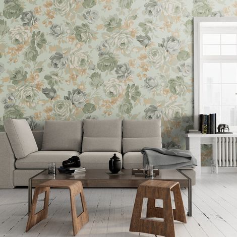 Papier Peint Floral - Roses Vintage - 150 x 250 cm (1/2)