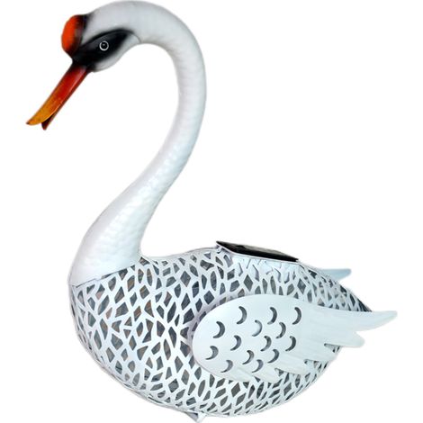 Figura de jardín con energía solar e iluminación LED para decoración exterior, con encendido automático. Figura de animal de metal para patio, jardín o entrada (35,5 x 14 x 40 cm). (1/5)
