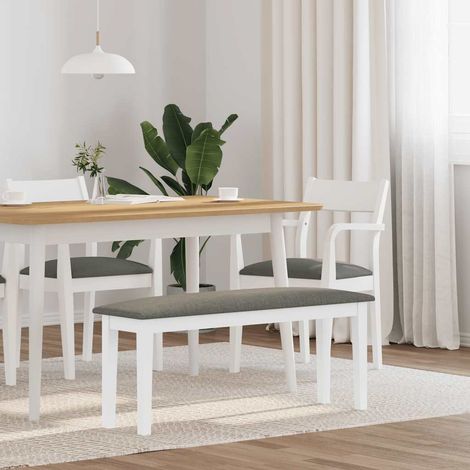 Bank 110 cm Weiß Massivholz Gummibaum