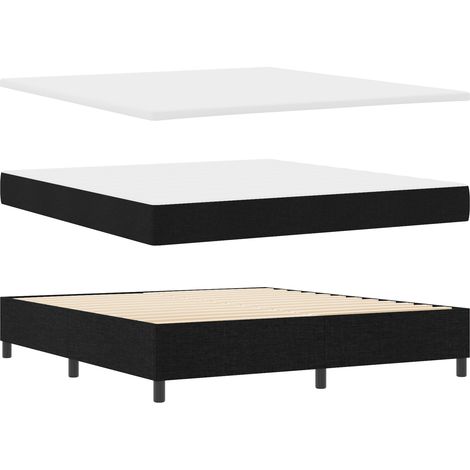 Cama tipo Box Spring con cabecera Negro 180 x 200 cm tela vidaXL (1/5)