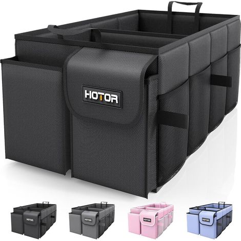 Organisateur de coffre de voiture pliable 2 compartiments, noir, 54x32x27cm (1/5)