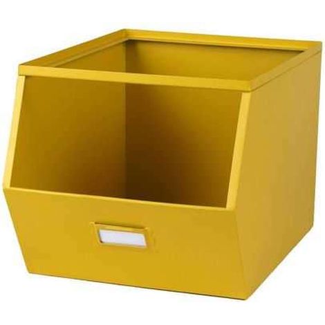 Casier de rangement en métal jaune – Dimensions 32x23x21 cm – Emplacement pour étiquette – Idéal pour espaces de travail – Urban Living