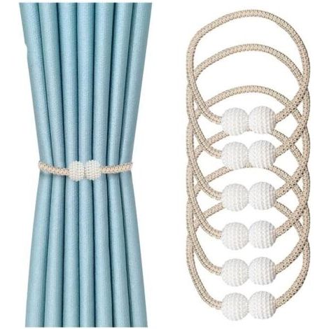 6 Pcs Embrasses De Rideaux Magnétiques Avec Boule Magnétique - Embrasses Décoratives Pour La Maison,La Décoration De Fenêtre (1/4)
