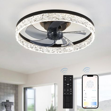 Ventilateur Plafond Compact 40 cm avec Lampe LED, Télécommande, Éclairage Variable, Température de Couleur Réglable, 6 Vitesses (1/5)