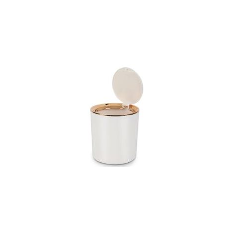 Poubelle de Table avec Couvercle,Mini Poubelle Plastique,Petite Poubelle pour Cuisine,Chambre,Salle de Bain,Bureau,14.315cm (Blanc) (1/5)