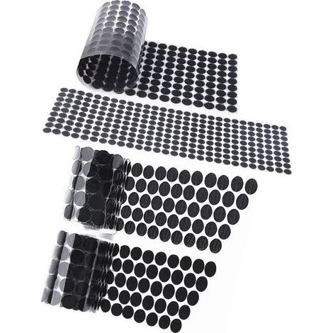 TAISHENGDA - Runde Aufkleber, doppelseitige Aufkleber, selbstklebende Klettverschlüsse, selbstklebende Pads, 300 Paar, 600 Kapseln, 20 mm Kreise mit selbstklebenden Klettverschlüssen (Schwarz) (1/5)