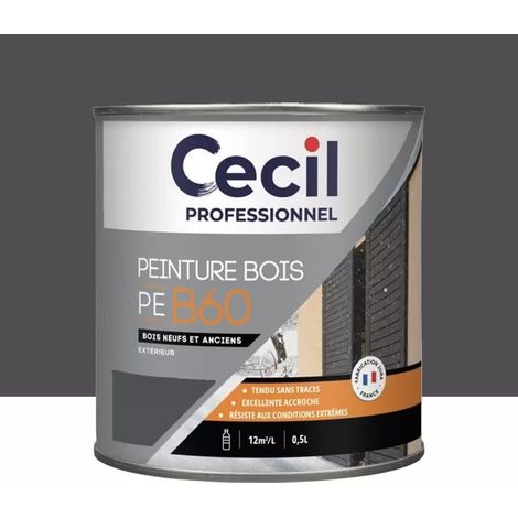 Peinture Bois Glycéro Cécil Professionnel PEB60 Anthracite Satin 0,5 L (1/2)