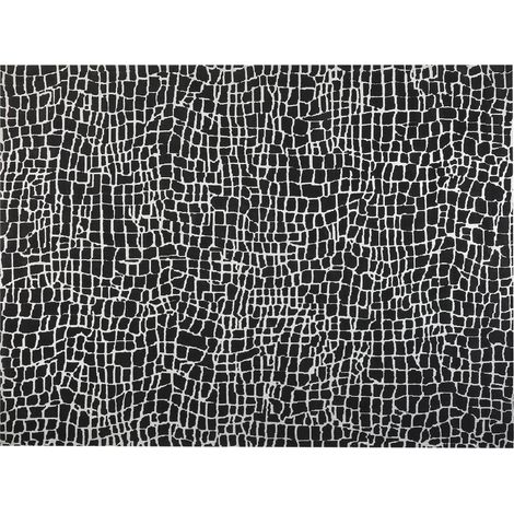 Alfombra moderna 300 x 400 cm poliéster algodón decorativa sala de estar dormitorio blanco y negro Punge