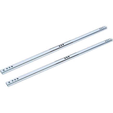 Lot de 2 rails de guidage à billes en acier 450 x 17 mm pour tiroirs, placards et armoires (1/5)